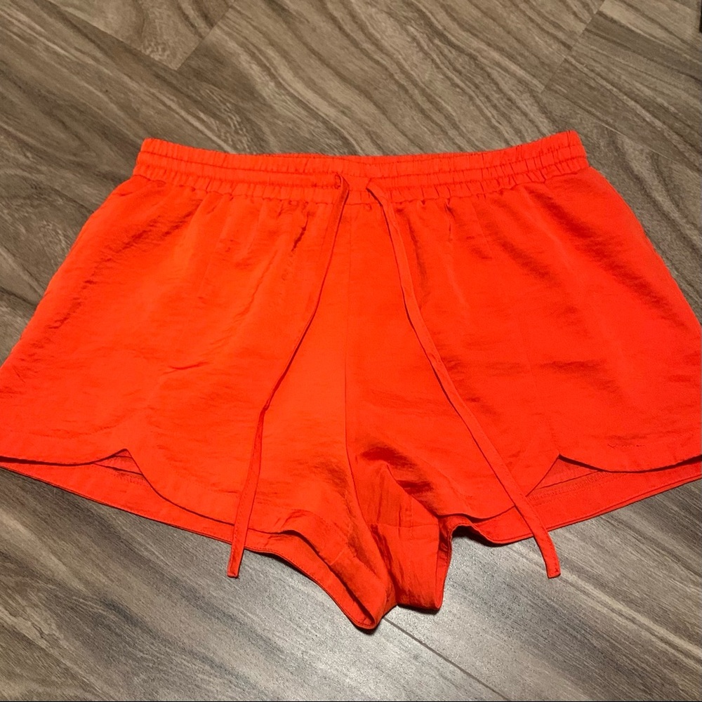 Red Orange Satin Shorts